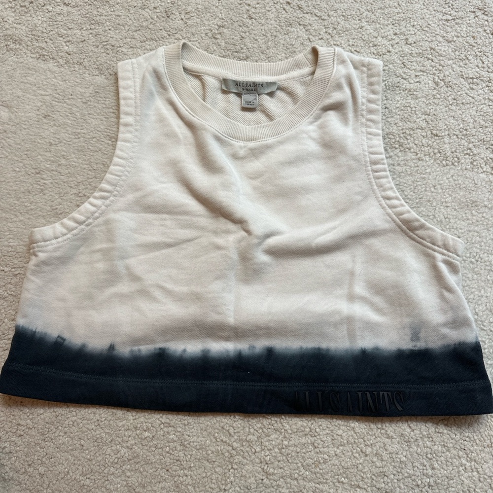 All Saints Contrast Crop Top in Cream and Black